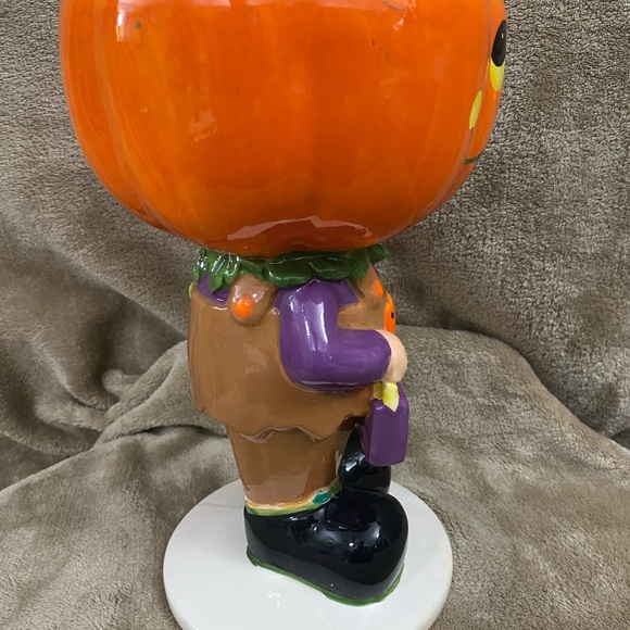 10” Halloween Pumpkin Ceramic Decorative Statue Bowl - Picture 2 of 16
